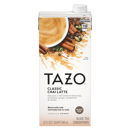 TAZO Classic Chai Latte Concentrate, 32 oz Carton