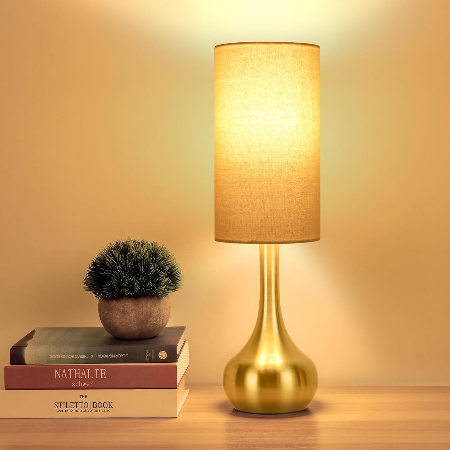 Touch Bedside Lamp for Nightstand,3-Way Dimmable,Space Saving & No Assembly Required, Upgraded Small Droplet Vintage Black Table Lamp for Bedroom, Living Room (2700K LED Bulb Included)