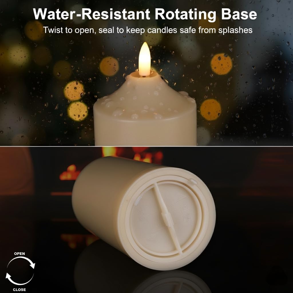 ANGELLOONG Flickering Flameless Candles, Realistic Battery Operated Candles with Remote and Timer, Set of 3 LED Candles for Fall Room Home Wedding Decor Centerpieces Table Party Christmas Decorations