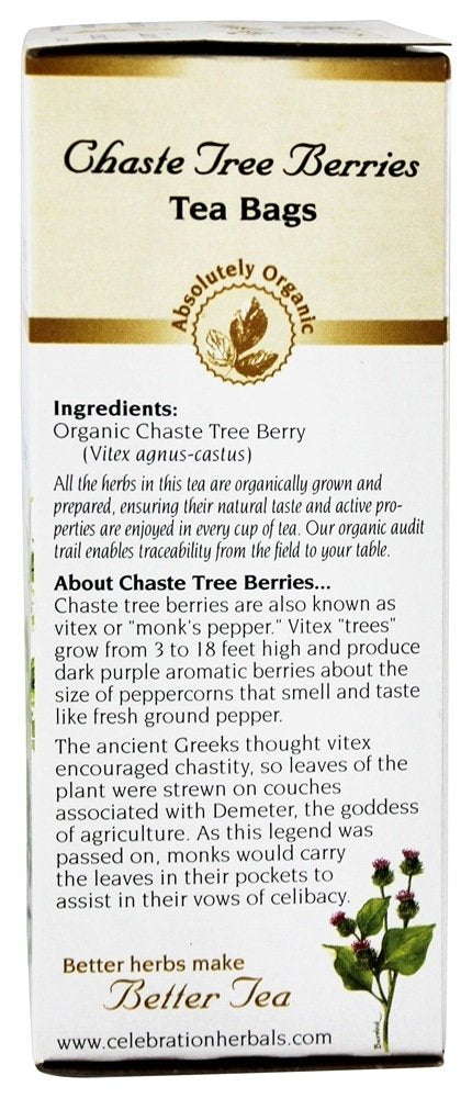 Celebration Herbals Organic Chaste Tree Berries Tea, 24 Bags
