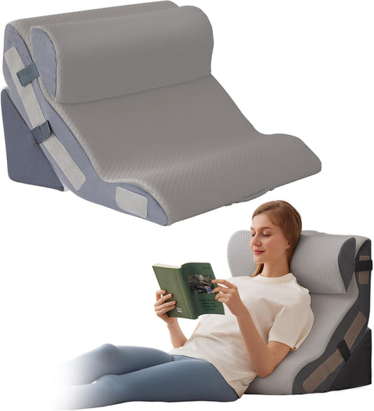 Ahpmeoa 3PCS Wedge Pillow Set for After Surgery, Back Pillow for Bed Sitting up, 10-in-1 Foam Wedge Pillow for Acid Reflux & Back Pain Relief, Post Surgery Pillow for GERD & Snoring, White
