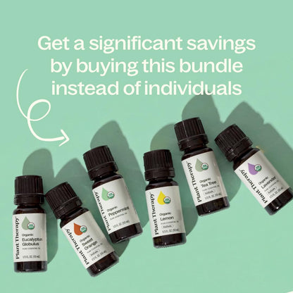 Plant Therapy Top 6 USDA Organic Essential Oil Set for Diffusion & Topical