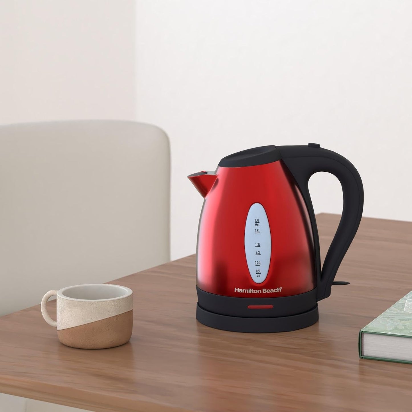 Hamilton Beach Electric Tea Kettle, Water Boiler & Heater, 1.7 Liter, Cordless Serving, 1500 Watts for Fast Boiling, Auto-Shutoff and Boil-Dry Protection, Stainless Steel (40880)