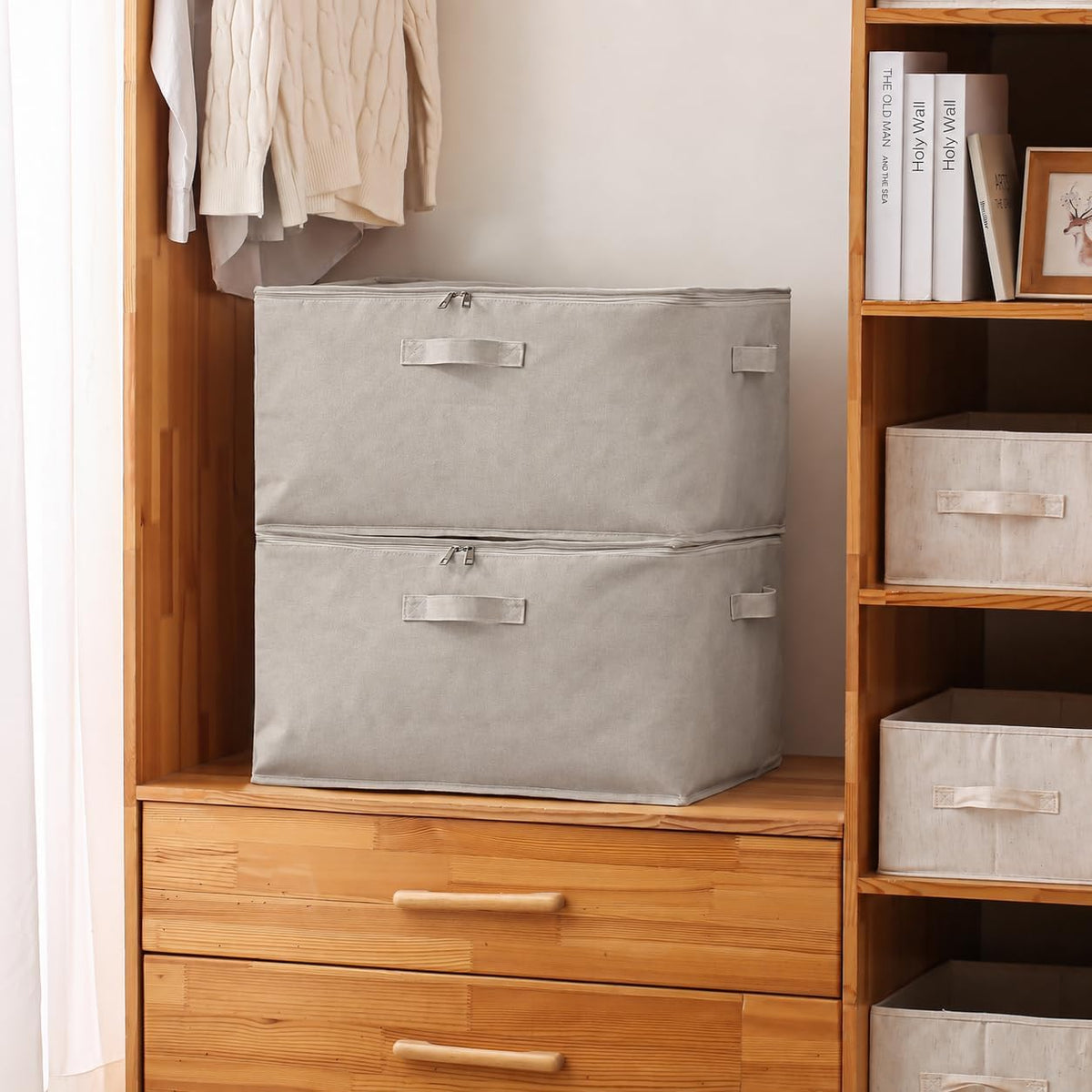 Canvas Comforter Storage Bags for Clothes & King Comforters, Natural