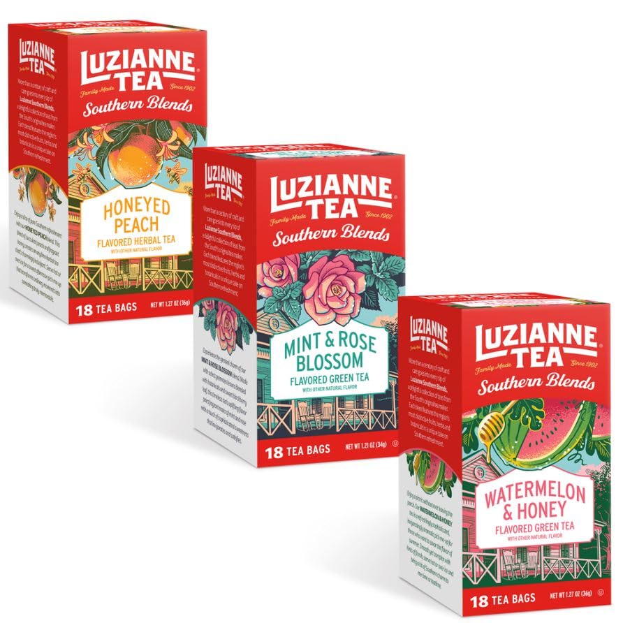 Luzianne Unsweetened Hibiscus Iced Tea Bags, Family Size, 22ct Box (Pack of 6)