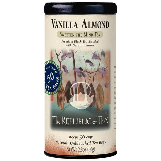 The Republic of Tea Vanilla Almond Black Tea, Naturally Caffeinated, 50 Ct