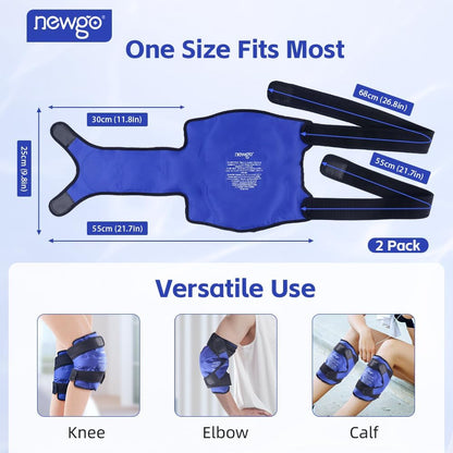 NEWGO Knee Ice Pack Wrap, Ice Pack for Knees Cold Compression Therapy for Knee Replacement Surgery, Arthritis Pain, ACL, Swelling, Sports Injuries (21.7" x 9.8") - Blue