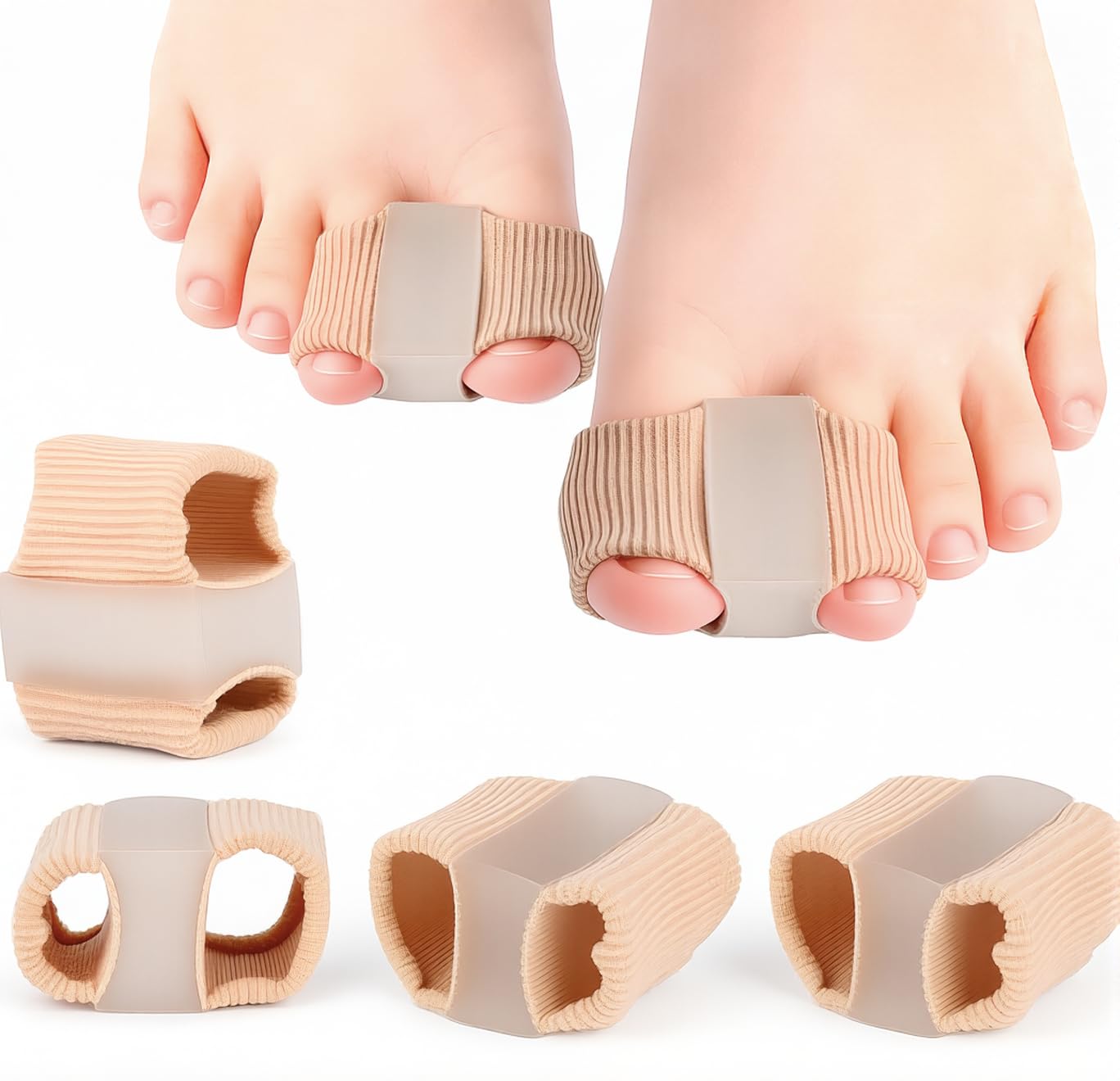 Toe Spacers, 4 PCS Toe Separators for Women and Men for Overlapping Toes, Bunion Corrector, Hammer Toe Straightene