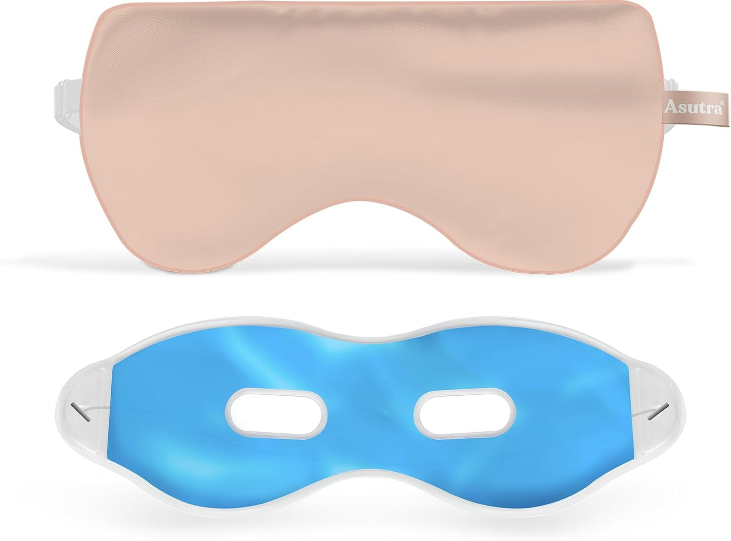 ASUTRA Silk Eye Pillow for Sleep, Black - Filled w/Lavender Buds & Flax Seeds, Weighted Eye Mask, Meditation & Light Blocking Blindfold, Cooling Gel Mask Included
