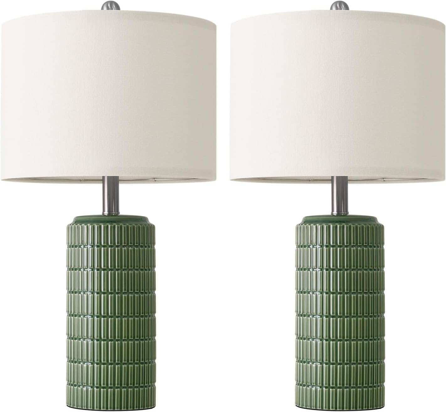 PoKat 23" Modern Ceramic Table Lamp Set of 2 for Living Room White Desk Lamps for Bedroom Farmhouse Bedside Nightstand Lamp House Warming Gifts New Home Decor End Table Lamps Gifts for Women Mom Beige