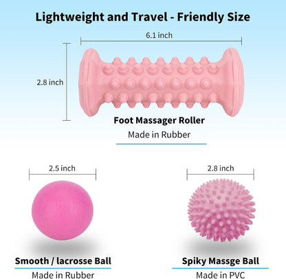 Plantar Fasciitis Relief,Foot Roller Massager,Massage Lacrosse Ball,Spiky Ball Therapy Set for Relieve Plantar Fasciitis,Foot Arch and Heel Pain,Neuropathy Pain Relief Feet,Deep Tissue Muscle Massage