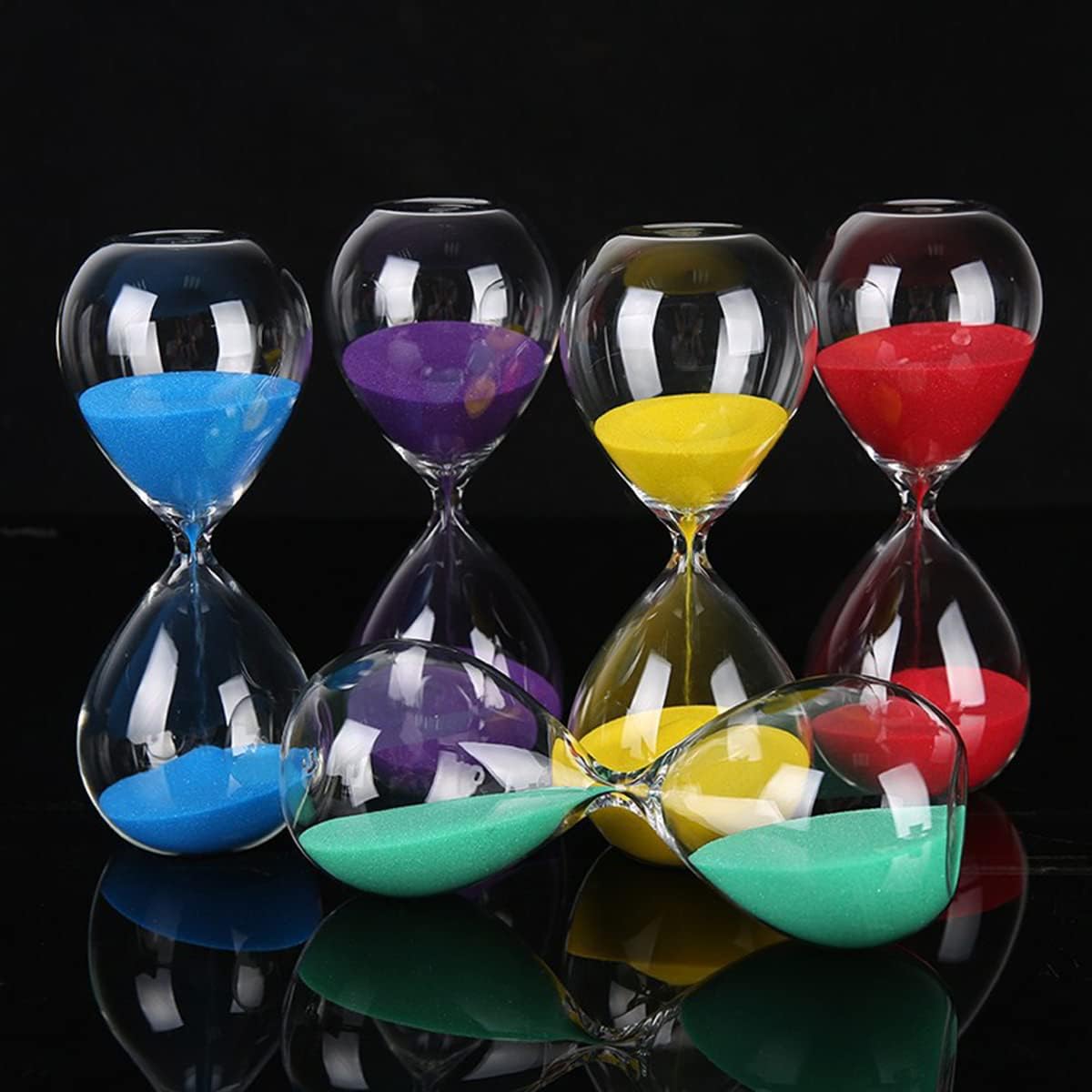 Hourglass, HoveBeaty Hand-Blown Sand Timer Set for Time Management 15 Minutes Durable Glass Construction (15 Min, Black)