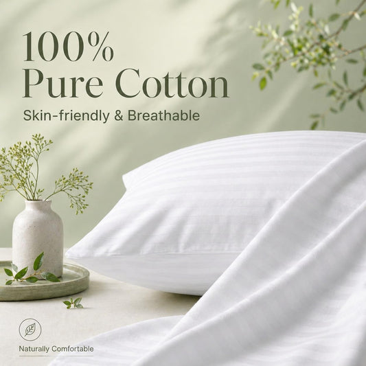 100% Cotton 600TC 4PC Pillow Protectors with Zipper Standard Size