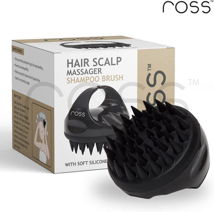Ross Hair Scalp Massager Shampoo Brush with Soft Silicone Bristles for Anti Dandruff, Exfoliating with Scalp Care Manual Head Massager, 1 Count (Pack of 1) (Style 1, Black)