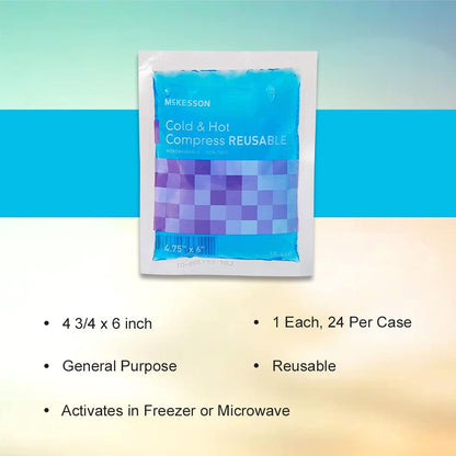 McKesson Cold and Hot Compress Reusable [24 Pack] Gel Ice Hot Packs for Injuries, 6.75 in x 10.5 in