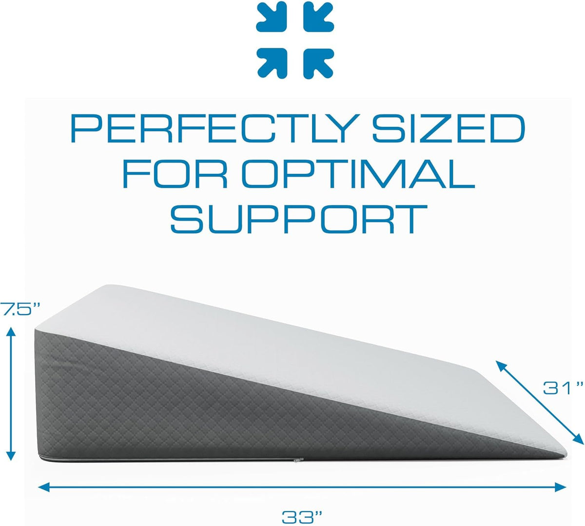 Kolbs Extra Wide Bed Wedge Pillow | Super Large, Memory Foam Top and Jacquard Cover | for Sleeping Acid Reflux GERD (7.5 Inch Height (31 x 33 x 7.5))