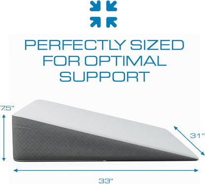 Kolbs Extra Wide Bed Wedge Pillow | Super Large, Memory Foam Top and Jacquard Cover | for Sleeping Acid Reflux GERD (7.5 Inch Height (31 x 33 x 7.5))