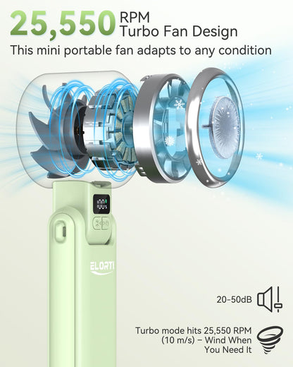 Portable Fan, Handheld Fan with Turbo & Ice Cooling, Black