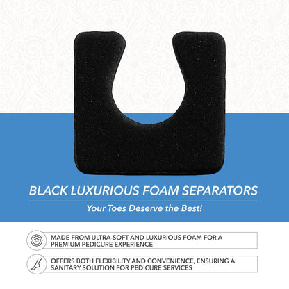 ForPro Sole Toe Separators - Black Luxurious Foam Separators - Individual Toe Separators for Pedicures â€“ 144-Count