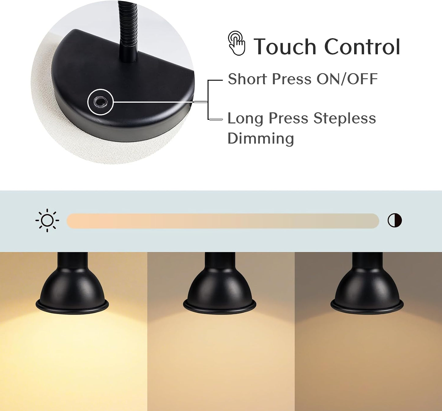 Solfres Patented Innovative Design Headboard Reading Light. No Drilling Golden Book Light for Bedtime Reading. Dimmable LED Book Reading Lamp with Bulb. Movable & Flexible, Black