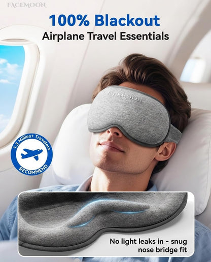Weighted Blackout Sleep Mask for Men, 3D Contoured Zero Eye Pressure, Lash-Friendly Deep Eye Cups, Adjustable Slide Buckle Strap, Office Nap & Business Travel Essential, Relaxation Gift for Him(Black)
