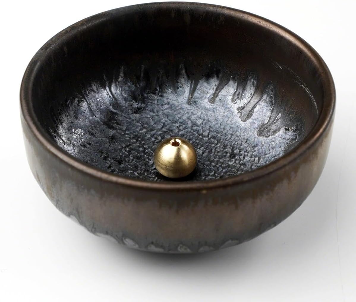 Asayu Japan Zen Incense Holder, 3.9in (100mm) Ceramic Incense Bowl