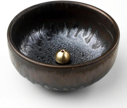 Asayu Japan Zen Incense Holder, 3.9in (100mm) Ceramic Incense Bowl