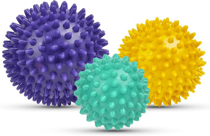 URAQT Spiky Massage Ball Set, 2 Pack Physical Therapy Massage Balls, Hard Lacrosse Ball & Spiky Massage Ball for Myofascial Release and Trigger Point Deep Tissue Massage (Blue)