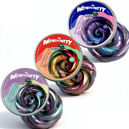 WATERELF Galaxy Putty Slime for Kids - Children's Day Gift, Fidget Sensory Artistic Therapy Putty Toys for Boys Girls Adults, Stress Relief Non-Sticky, 3.11 Inch 3.2 Oz – Golden/Red