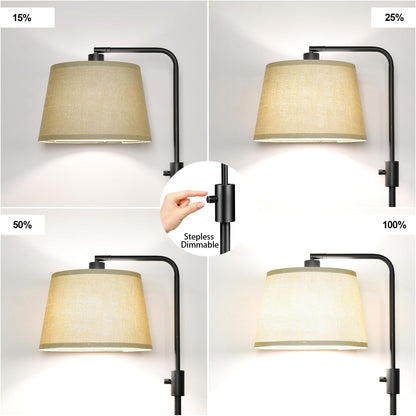 【Upgraded】 Dimmable Floor Lamp, 1000 Lumens LED Edison Bulb Included, Arc Floor Lamps for Living Room Modern Standing Lamp with Linen Shade, Tall Lamp for Bedroom Office Dining Room- Black