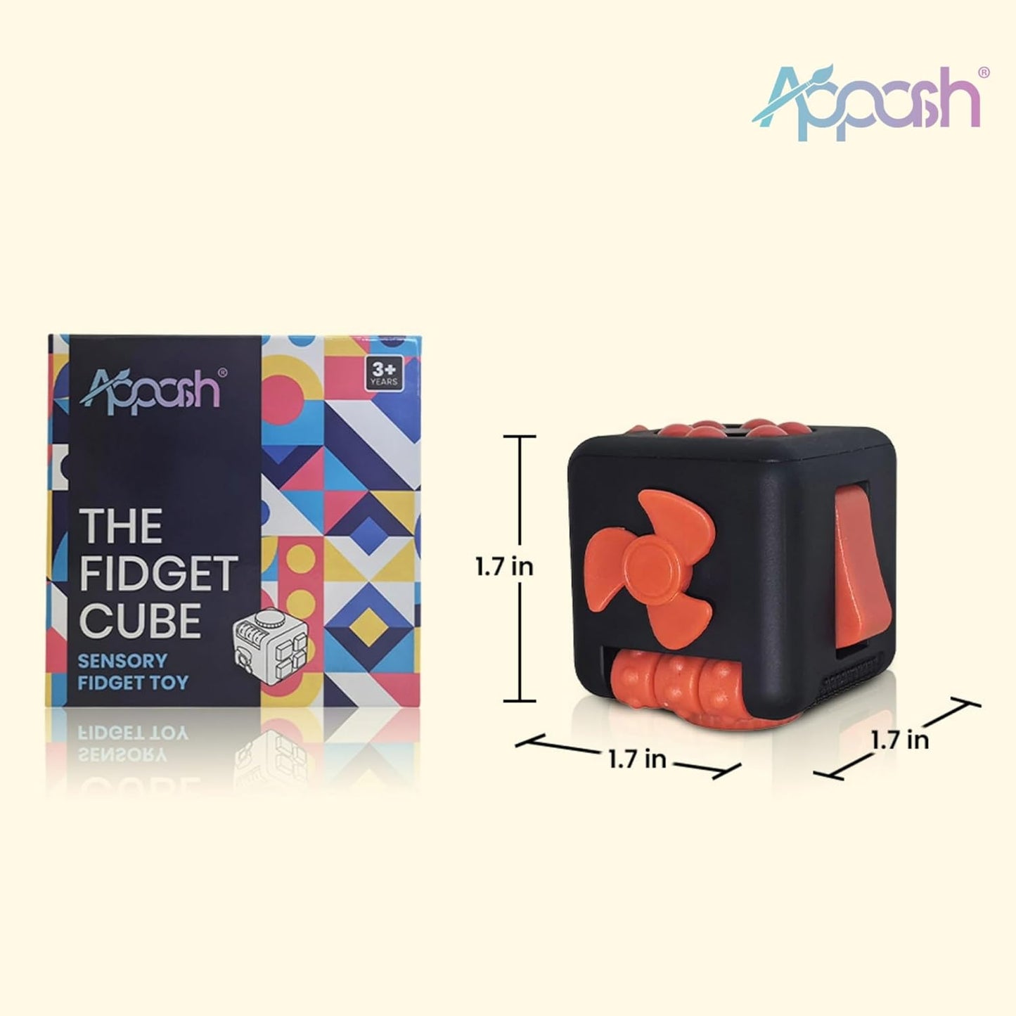 Fidget Cube - 9-in-1 Sensory Desk Toy ADHD Anxiety Relief [BlkRed] | Silent office desk toy, features ACU rollers, clickable fan, pen slider, bearing balls, ultimate focus decompression pack