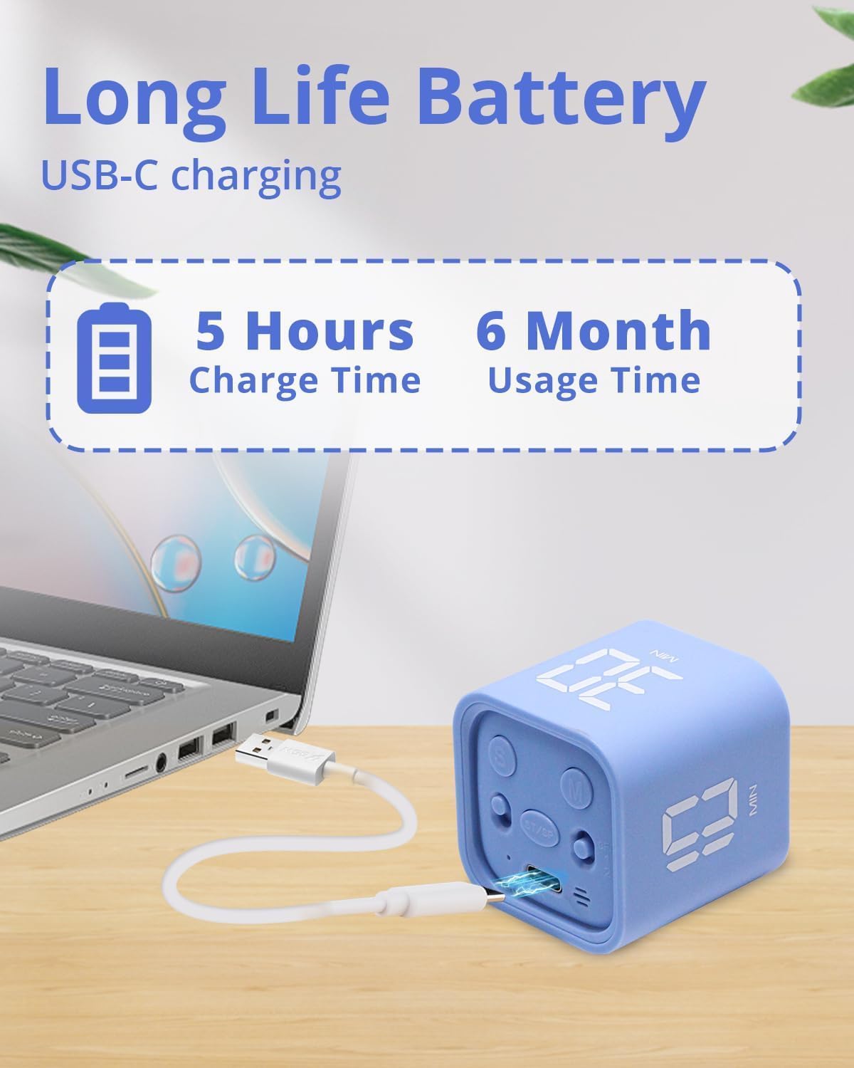 Productivity Timer Flip Gravity Sensor Cube Timer Countdown & Countup,Mute & Vibrate & Sound，5/10/30/60min & Custom Timing, Perfect for ADHD,Work,Learning,Kitchen Cooking (1White)