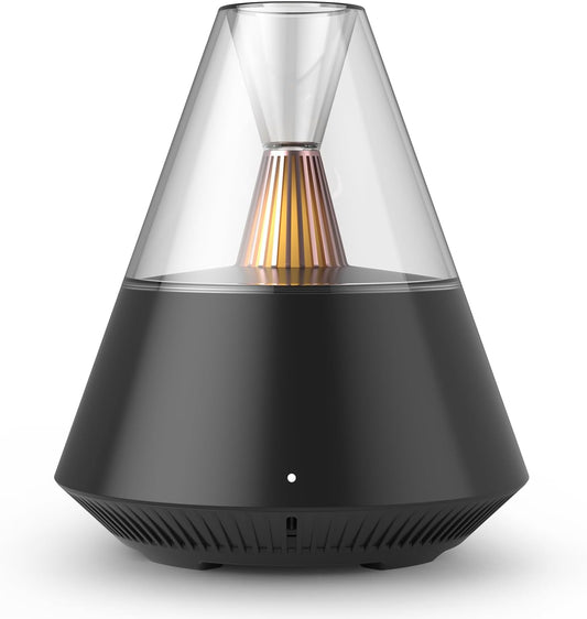 Ultrasonic Essential Oil Diffuser, 150ML Modern Aromatherapy Diffuser with Candle Light, 2 Mist Mode, Remote Control, Auto-Off, Small Cool Mist Humidifier for Home Bedroom Office Yoga, Black