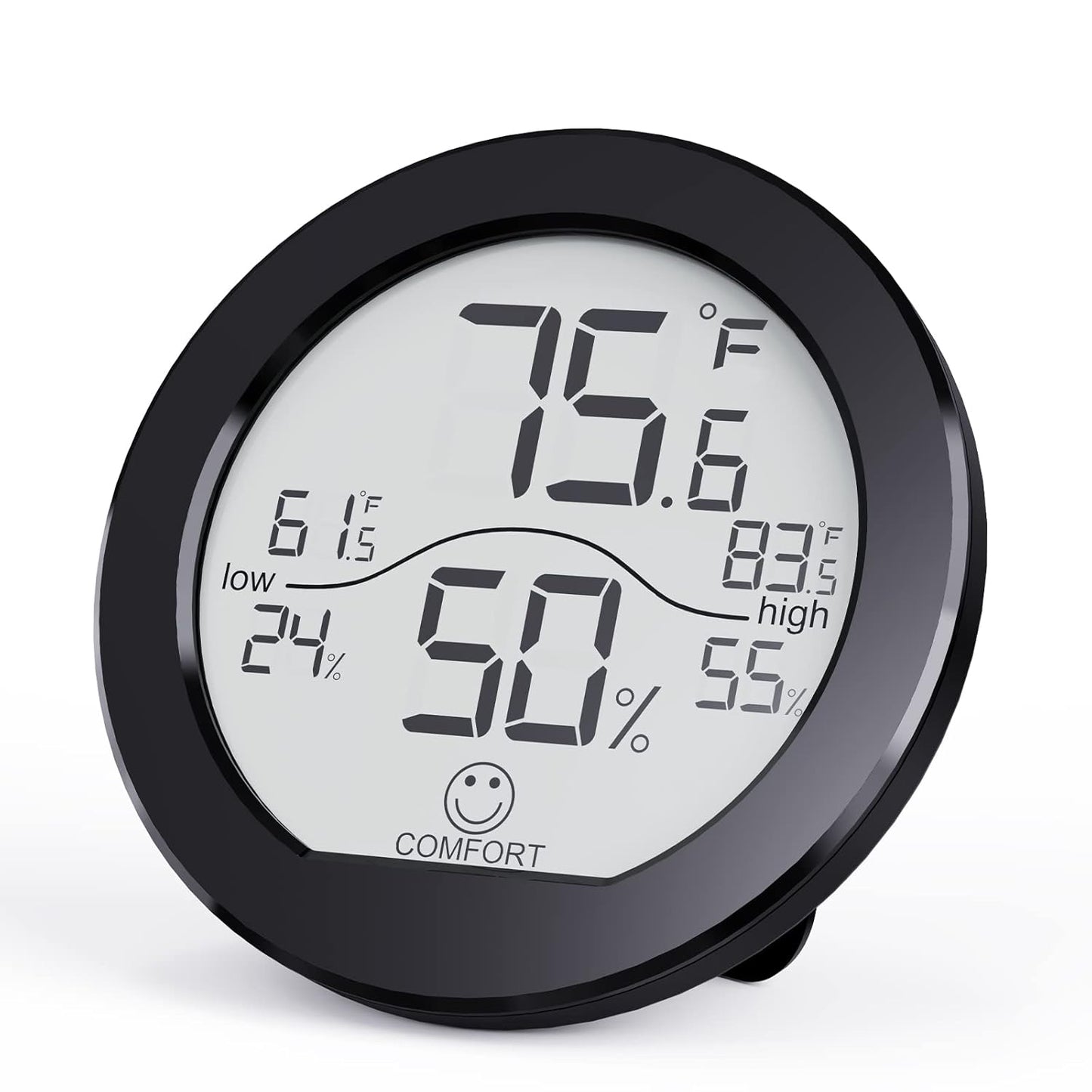 SECRUI Digital Hygrometer Thermometer for Room Temperature Humidity Meter Indoor Thermometer Accuracy Calibration LCD Temperature Sensor with Maximum and Minimum Records, TH1, White