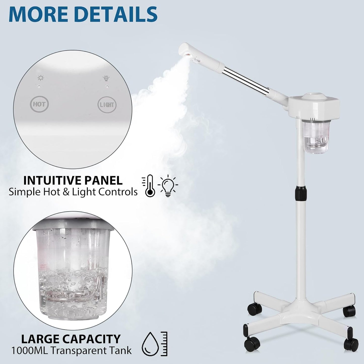 Nova Microdermabrasion Professional 2 in 1 Facial Steamer for Face Deep Cleaning Ozone Face Steamer with 5X Magnifying Lamp Hot Mist Function for Salon Spa Home Beauty Equipment