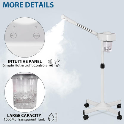 Nova Microdermabrasion Professional 2 in 1 Facial Steamer for Face Deep Cleaning Ozone Face Steamer with 5X Magnifying Lamp Hot Mist Function for Salon Spa Home Beauty Equipment