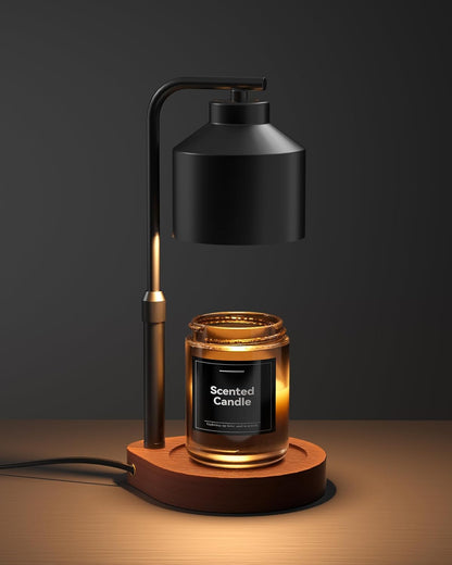 Candle Warmer Lamp with Timer & Dimmer for Yankee Candles, Adjustable Height Candle Warmer for Jar Candles, Wax Melt Lamp for Home Decor & Gifts, Black, 2 Bulbs