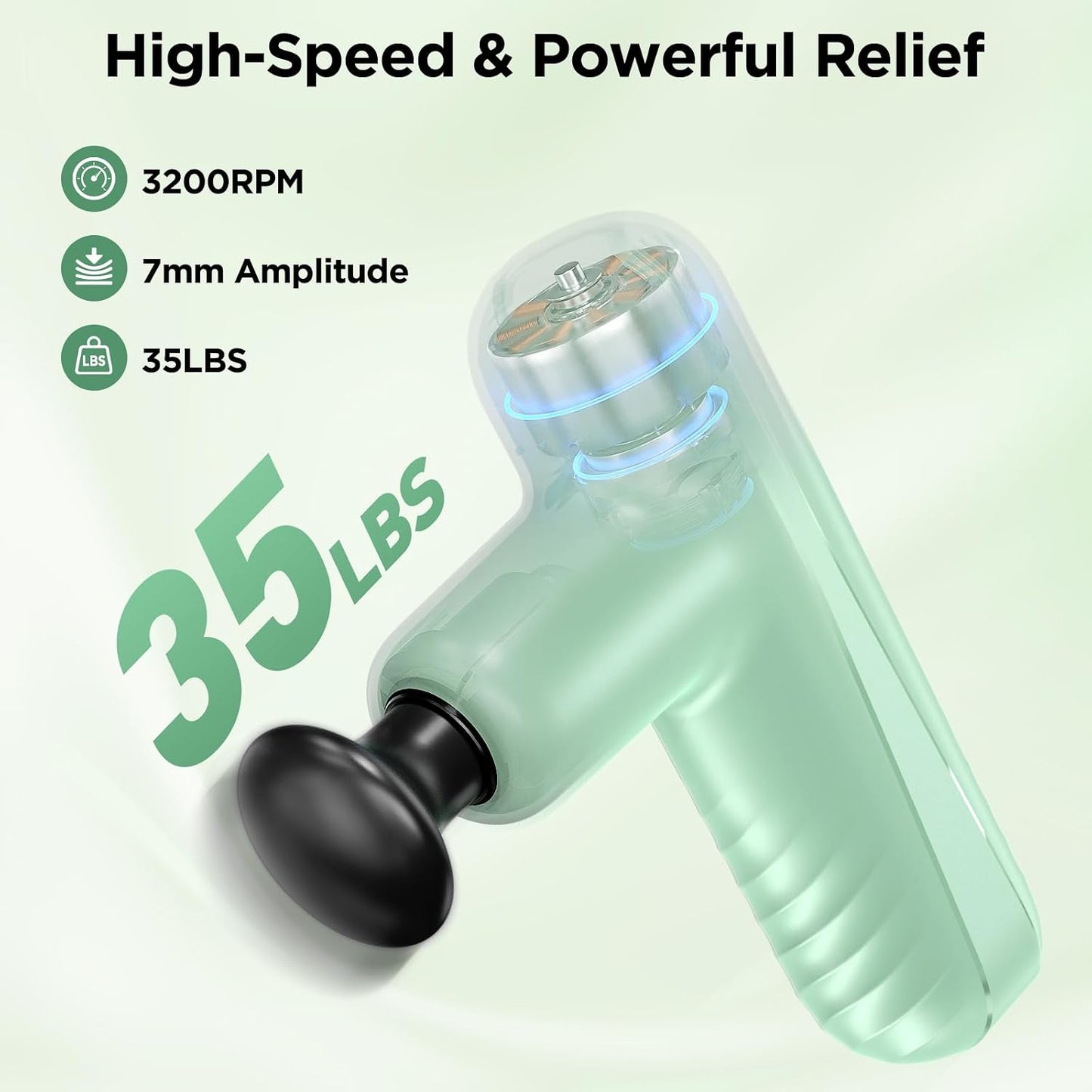 Mini Massage Gun, Powerful Handheld Muscle Massager for Muscle Relaxation, Deep Tissue Percussion Small Massage Gun Travel Massager with 4 Massage Heads Silent Brushless Motor, Black
