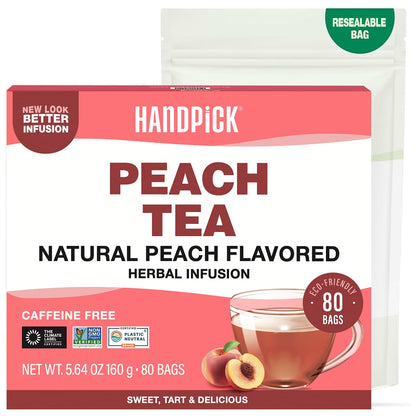 HANDPICK Lemon Balm Tea Bags – 100 Count | 100% Pure & Naturally Dried | Caffeine-Free Herbal Tea with Citrus Flavor & Aroma | Premium Lemon Balm Leaf