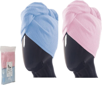 100% Turkish Cotton Hair Towel Wrap for Women,Non Microfiber,400-GSM(Grams per Square Metre),AntiFrizz,Hair Plop Waffle Towels for Curly,Long&Thick Hairs,Turban Head Wrap,1Pack10x26inc