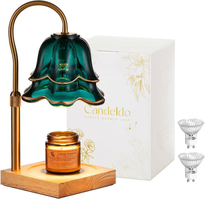 Candeldo Candle Warmer Lamp with Timer: Flower Gold Candle Lamps Height Adjustable Wax Melt House Warming Gifts New Home Decor Mothers Day Birthday Gift for Women Mom