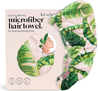 Kitsch Microfiber Hair Towel Wrap for Women – Ultra Absorbent Microfiber Bath Towels for Wet, Curly, Long or Short Hair – Anti-Frizz Hair Wrap, Great Hair Products Gift for Women – Pink