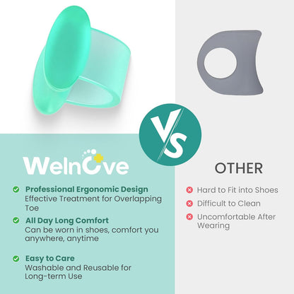 Welnove Gel Toe Separator, Pinky Toe Spacers, Little Toe Cushions, Small Toe Sleeves for Preventing Rubbing & Reducing Pressure (Pack of 12, Transparent)