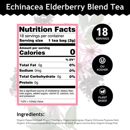 Buddha Teas Organic Echinacea Elderberry Blend - Herbal Tea, Caffeine Free