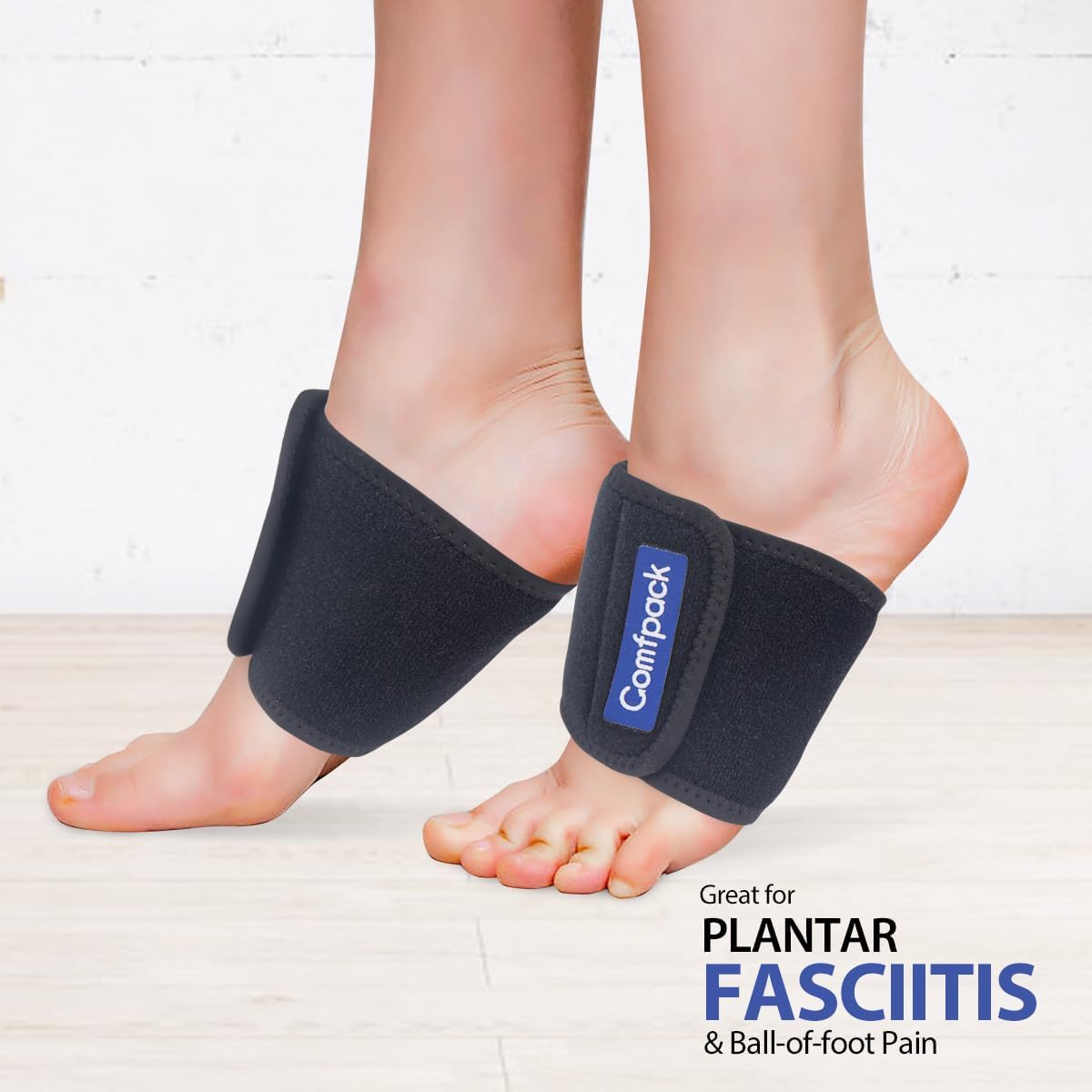 Comfpack Cold Therapy Wrap with 2 Packs for Pain Relief, Reusable Gel Ice Packs for Foot Plantar, Wrist, Ankle, Great for Sprains, Muscle Pain, Bruises, Injuries