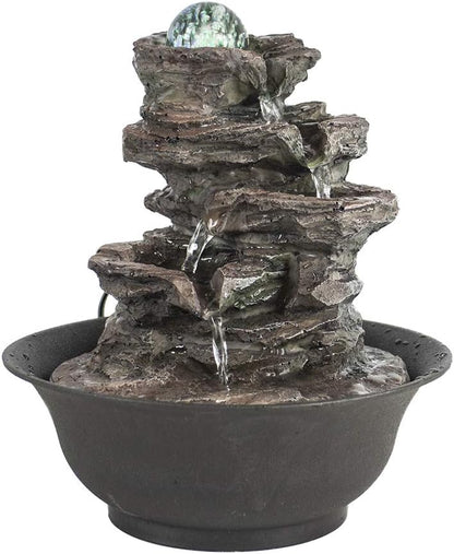 Ferrisland Tabletop Water Fountain, Zen Meditation Indoor Waterfall Fountain, Heart Shape Decoration with LED Light for Home Office Bedroom Relaxation Decor, Gift Ideas