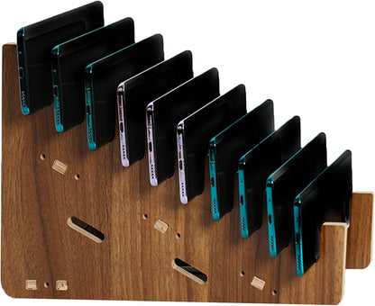 Cell Phone Holder Classroom, Wood Charging Station Rack Organizer for Multiple Devices, Cell Phone Box for Home School Office(50x11x30cm/20x4.3x12in)