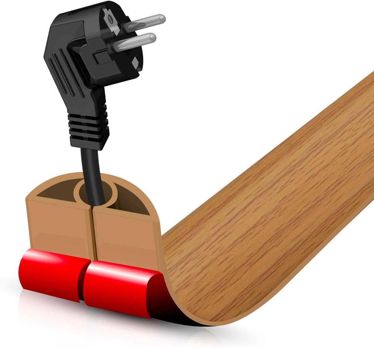 Floor Cord Cover Self Adhesive Cord Hider,10FT Cable Management, Extension Strip Protector for Wires, Prevent Cable Trips for Offices, Gyms, Exhibitions Cavity 0.39"(W) x 0.27"(H) BrownWood