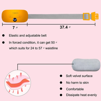 Portable Cordless Heating Pad, Electric Waist Belt Device, Fast Heating Pad with 3 Heat Levels and 3 Massage Modes, Back or Belly Heating Pad, Gift for Her, Women and Girl