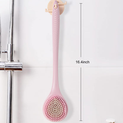 BEDELITE Back Scrubber for Shower, Soft Bath Brush Long Handle for Men & Women(16.4 Inches), Anti Slip Body Scrubber Exfoliator for Cleaning(Blue)